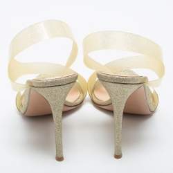 Pre Owned Gianvito Rossi Light Gold Glitter PVC Metropolis Slingback Sandals Size 42