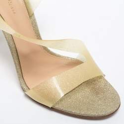 Pre Owned Gianvito Rossi Light Gold Glitter PVC Metropolis Slingback Sandals Size 42