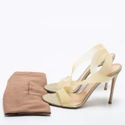 Pre Owned Gianvito Rossi Light Gold Glitter PVC Metropolis Slingback Sandals Size 42