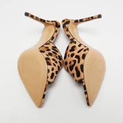 Pre Owned Gianvito Rossi Tricolor Leopard Print Calf Hair Slide Sandals Size 40