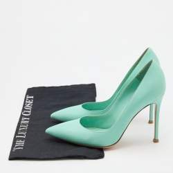 Pre Owned Gianvito Rossi Mint Green Leather Gianvito Pointed Toe Pumps Size 37