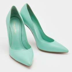 Pre Owned Gianvito Rossi Mint Green Leather Gianvito Pointed Toe Pumps Size 37