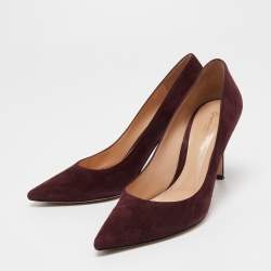 Pre Owned Gianvito Rossi Burgundy Suede Pointed Toe Pumps Size 38.5
