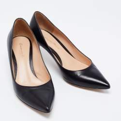 Pre Owned Gianvito Rossi Black Leather Pointed Toe Pumps Size 35.5
