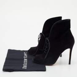 Pre Owned Gianvito Rossi Black Suede Jane Ankle Booties Size 38