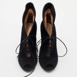 Pre Owned Gianvito Rossi Black Suede Jane Ankle Booties Size 38