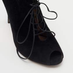 Pre Owned Gianvito Rossi Black Suede Jane Ankle Booties Size 38