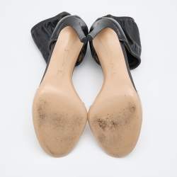 Pre Owned Gianvito Rossi Black Leather and PVC Ankle Cuff Sandals Size 37.5