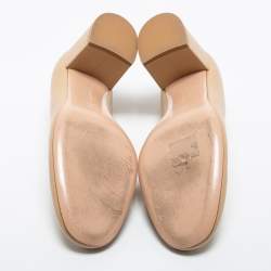 Pre Owned Gianvito Rossi Beige Leather Block Heel Pumps Size 40.5