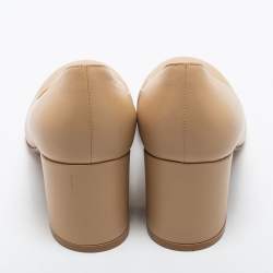 Pre Owned Gianvito Rossi Beige Leather Block Heel Pumps Size 40.5