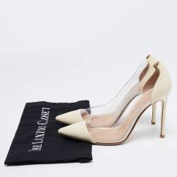 Pre Owned Gianvito Rossi Cream Patent Leather and PVC Plexi Pumps Size 38.5