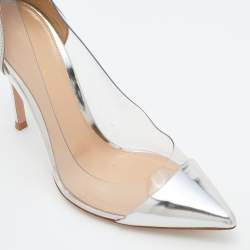 Pre Owned Gianvito Rossi Silver Leather and PVC Plexi Pumps Size 37.5