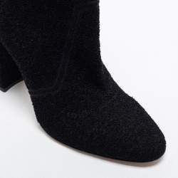 Pre Owned Gianvito Rossi Black Knit Fabric Sock Ankle Length Boots Size 40