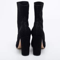 Pre Owned Gianvito Rossi Black Knit Fabric Sock Ankle Length Boots Size 40