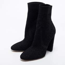 Pre Owned Gianvito Rossi Black Knit Fabric Sock Ankle Length Boots Size 40