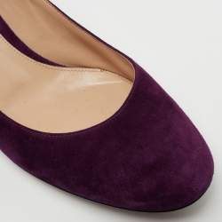 مملوكة مسبقًا Gianvito Rossi Purple Suede Ankle Wrap Pumps Size 39.5