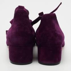 مملوكة مسبقًا Gianvito Rossi Purple Suede Ankle Wrap Pumps Size 39.5