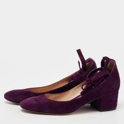 مملوكة مسبقًا Gianvito Rossi Purple Suede Ankle Wrap Pumps Size 39.5