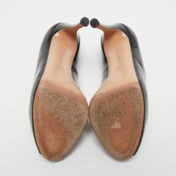 Pre Owned Gianvito Rossi Black Patent Leather Peep Toe Pumps Size 38