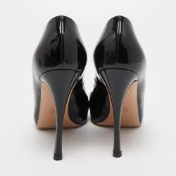 Pre Owned Gianvito Rossi Black Patent Leather Peep Toe Pumps Size 38