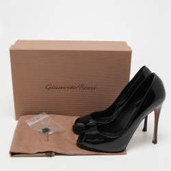 Pre Owned Gianvito Rossi Black Patent Leather Peep Toe Pumps Size 38