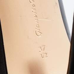 Pre Owned Gianvito Rossi Black Leather Vamp Peep Toe Booties Size 37.5