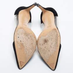 Pre Owned Gianvito Rossi Black Suede and PVC Plexi Pumps Size 35