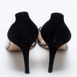 Pre Owned Gianvito Rossi Black Suede and PVC Plexi Pumps Size 35