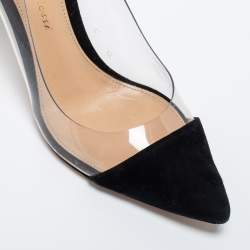 Pre Owned Gianvito Rossi Black Suede and PVC Plexi Pumps Size 35