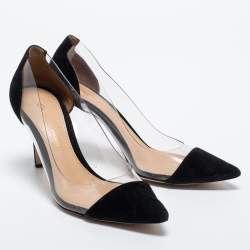 Pre Owned Gianvito Rossi Black Suede and PVC Plexi Pumps Size 35