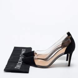 Pre Owned Gianvito Rossi Black Suede and PVC Plexi Pumps Size 35