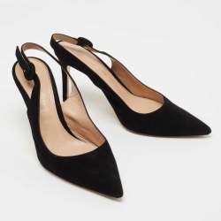 Pre Owned Gianvito Rossi Black Suede Anna Slingback Pumps Size 35