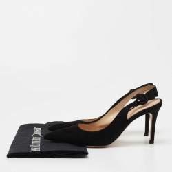 Pre Owned Gianvito Rossi Black Suede Anna Slingback Pumps Size 35