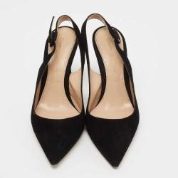 Pre Owned Gianvito Rossi Black Suede Anna Slingback Pumps Size 35