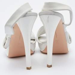 Pre Owned Gianvito Rossi White Leather Strappy Platfrom Sandals Size 37.5