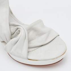 Pre Owned Gianvito Rossi White Leather Strappy Platfrom Sandals Size 37.5