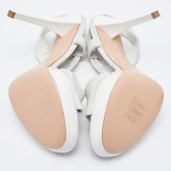 Pre Owned Gianvito Rossi White Leather Strappy Platfrom Sandals Size 37.5
