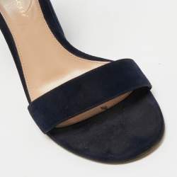 Pre Owned Gianvito Rossi Navy Blue Suede Portofino Ankle Strap Sandals Size 36.5