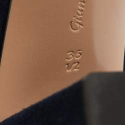 Pre Owned Gianvito Rossi Navy Blue Suede Portofino Ankle Strap Sandals Size 36.5