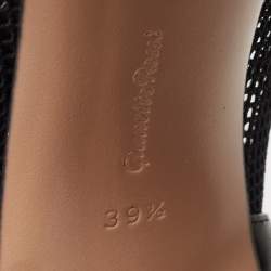 Pre Owned Gianvito Rossi Black Leather and Mesh Idol Open Toe Booties Size 39.5