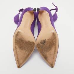 Pre Owned Gianvito Rossi Purple Suede Ankle Strap Pumps Size 38