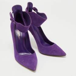 Pre Owned Gianvito Rossi Purple Suede Ankle Strap Pumps Size 38
