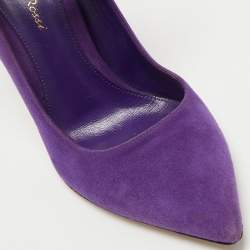 Pre Owned Gianvito Rossi Purple Suede Ankle Strap Pumps Size 38