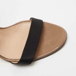 Pre Owned Gianvito Rossi Brown/Black Patent Leather and Satin Bow Ankle Strap Sandals Size 38