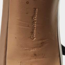 Pre Owned Gianvito Rossi Brown/Black Patent Leather and Satin Bow Ankle Strap Sandals Size 38