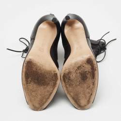 Pre Owned Gianvito Rossi Black Leather and Mesh Ankle Boots Size 38