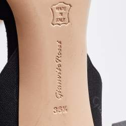 Pre Owned Gianvito Rossi Black Suede and Elastic Strap Pointed Toe Ankle Wrap Pumps Size 36.5