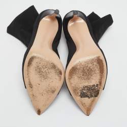 Pre Owned Gianvito Rossi Black Stretch Fabric Open Toe Ankle Boots Size 40.5