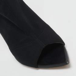 Pre Owned Gianvito Rossi Black Stretch Fabric Open Toe Ankle Boots Size 40.5