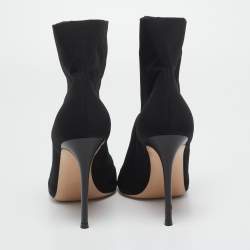 Pre Owned Gianvito Rossi Black Stretch Fabric Open Toe Ankle Boots Size 40.5